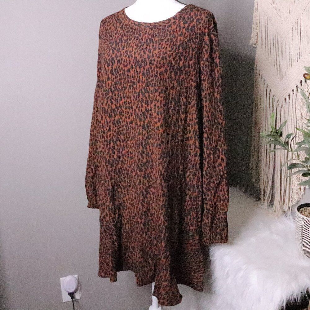 GAP | Long Sleeve‎ Leopard Print Shift Dress XL